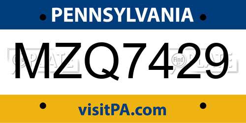 MZQ7429 Pennsylvania License Plate