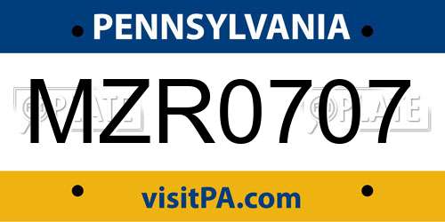MZR0707 Pennsylvania License Plate
