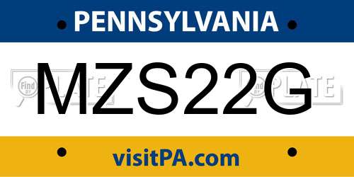 MZS22G Pennsylvania License Plate