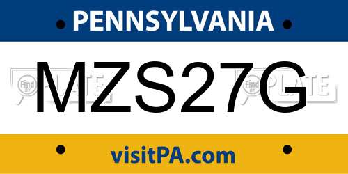 MZS27G Pennsylvania License Plate
