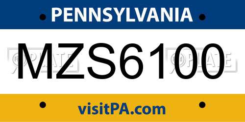 MZS6100 Pennsylvania License Plate