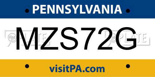 MZS72G Pennsylvania License Plate