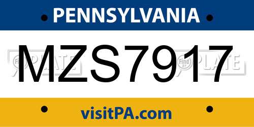 MZS7917 Pennsylvania License Plate