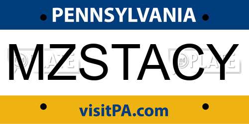 MZSTACY Pennsylvania License Plate