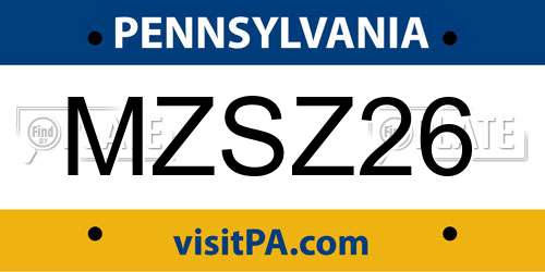 MZSZ26 Pennsylvania License Plate