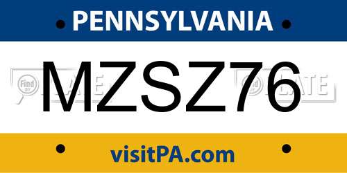 MZSZ76 Pennsylvania License Plate