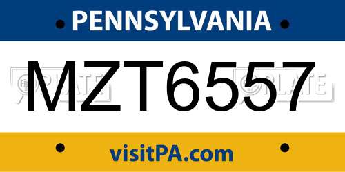 MZT6557 Pennsylvania License Plate