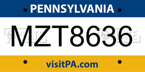 MZT8636 Pennsylvania License Plate