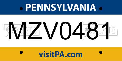 MZV0481 Pennsylvania License Plate