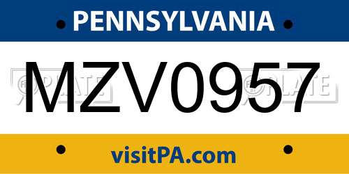 MZV0957 Pennsylvania License Plate