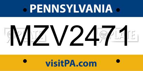 MZV2471 Pennsylvania License Plate