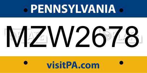 MZW2678 Pennsylvania License Plate