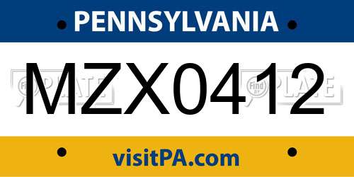 MZX0412 Pennsylvania License Plate