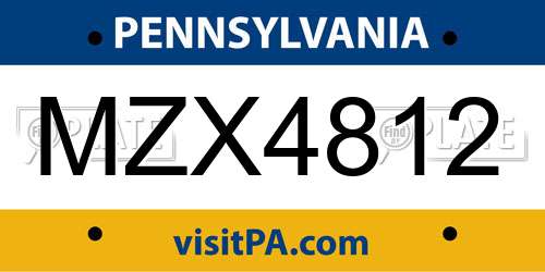 MZX4812 Pennsylvania License Plate