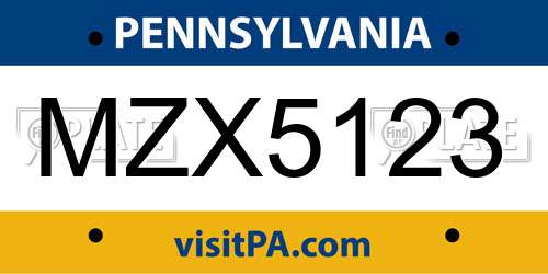 MZX5123 Pennsylvania License Plate