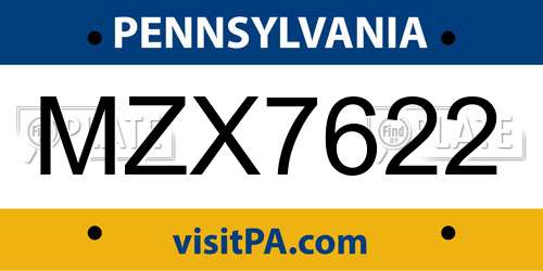 MZX7622 Pennsylvania License Plate