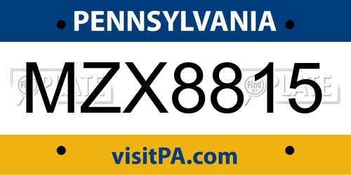 MZX8815 Pennsylvania License Plate