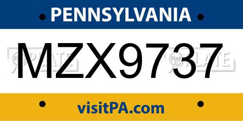 MZX9737 Pennsylvania License Plate