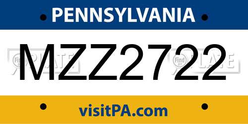 MZZ2722 Pennsylvania License Plate