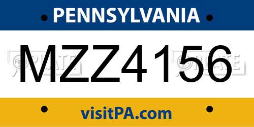 MZZ4156 Pennsylvania License Plate