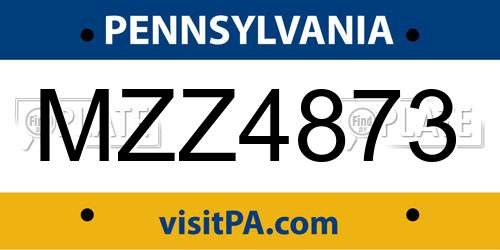 MZZ4873 Pennsylvania License Plate