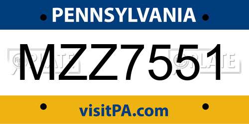 MZZ7551 Pennsylvania License Plate