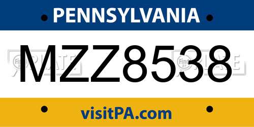 MZZ8538 Pennsylvania License Plate
