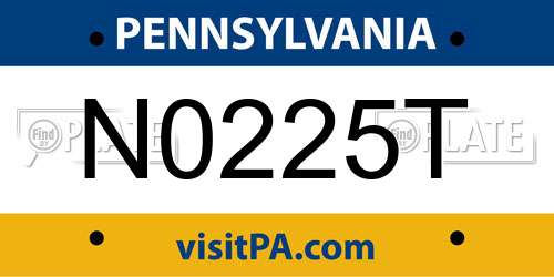 N0225T Pennsylvania License Plate