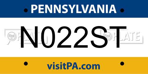 N022ST Pennsylvania License Plate