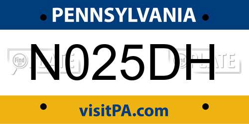 N025DH Pennsylvania License Plate