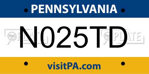 N025TD Pennsylvania License Plate