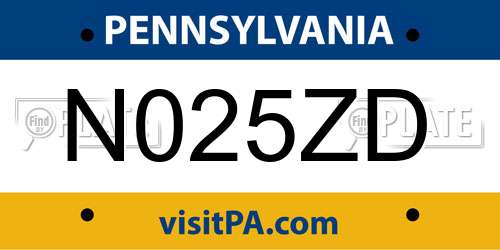 N025ZD Pennsylvania License Plate