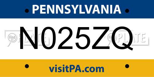 N025ZQ Pennsylvania License Plate