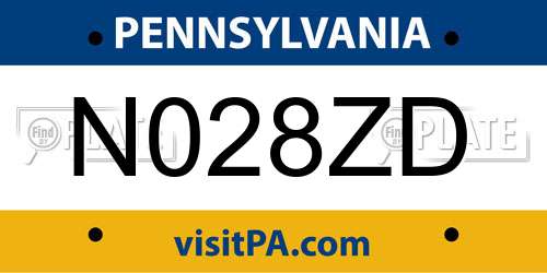 N028ZD Pennsylvania License Plate