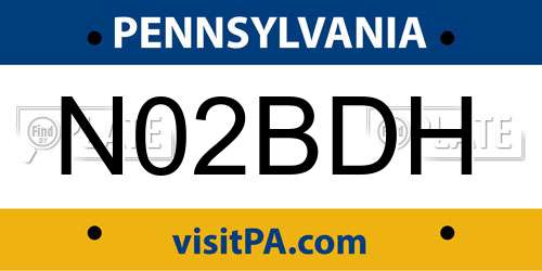 N02BDH Pennsylvania License Plate