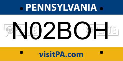 N02BOH Pennsylvania License Plate