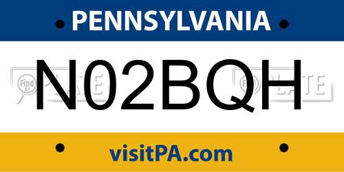 N02BQH Pennsylvania License Plate
