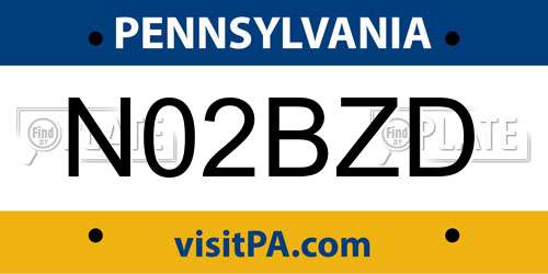 N02BZD Pennsylvania License Plate