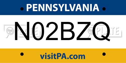 N02BZQ Pennsylvania License Plate