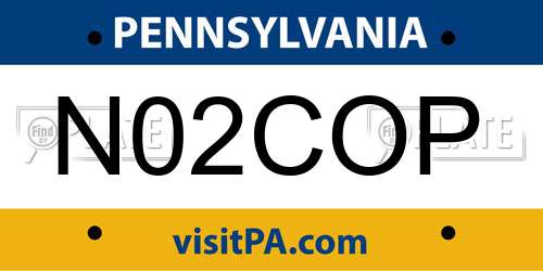 N02COP Pennsylvania License Plate