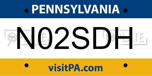 N02SDH Pennsylvania License Plate