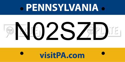 N02SZD Pennsylvania License Plate