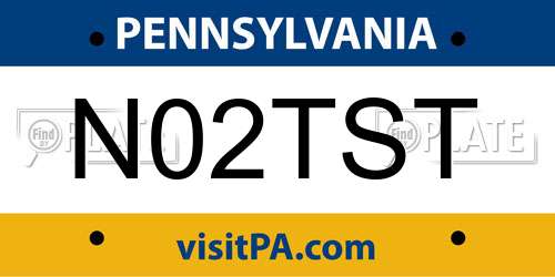 N02TST Pennsylvania License Plate