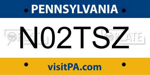 N02TSZ Pennsylvania License Plate