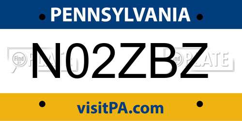 N02ZBZ Pennsylvania License Plate