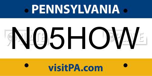 N05HOW Pennsylvania License Plate