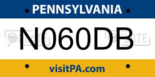 N060DB Pennsylvania License Plate