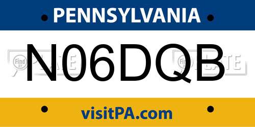 N06DQB Pennsylvania License Plate