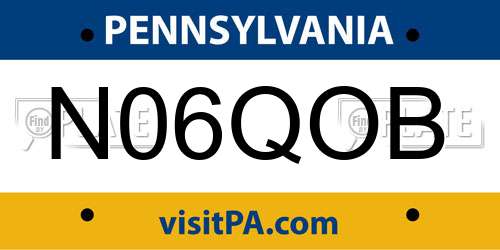 N06QOB Pennsylvania License Plate