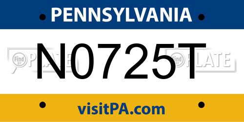 N0725T Pennsylvania License Plate
